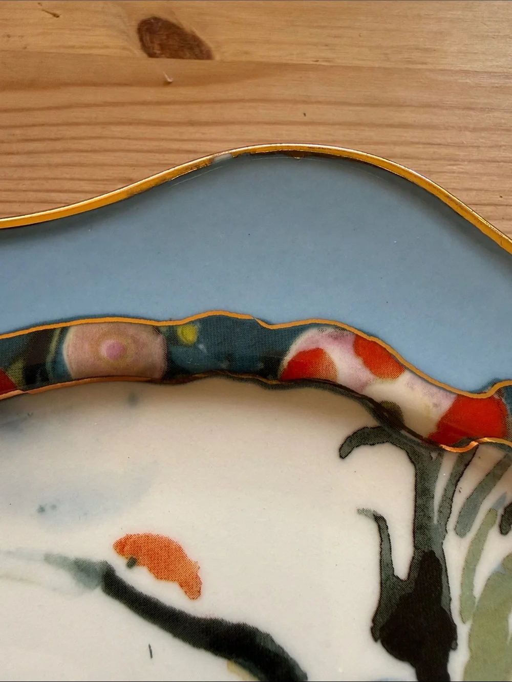 Anthropologie Betty Hatchett Designs Watercolor Bird Plate Blue Crane